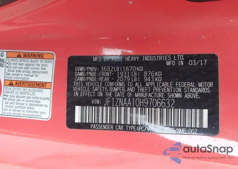 2017 Toyota 86 860 Special Edition из США, поврежденный, VIN JF1ZNAA10H9706632